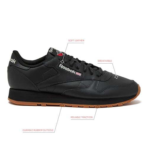Reebok Classic Leather Sneakers for Men - Black or White - Sporty Men's Shoes Size 6 to 18