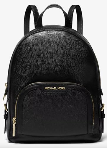 Michael Kors Jaycee Medium Logo Pebbled Leather Backpack Black For Women Travel
