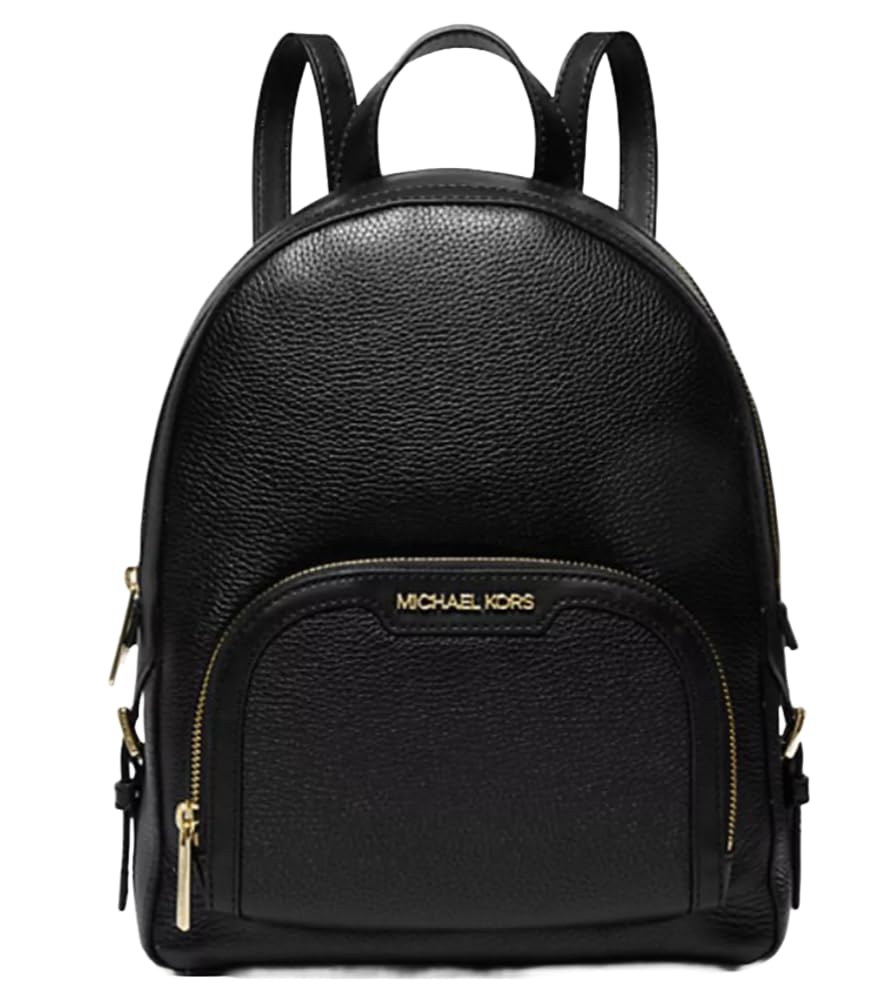 Michael Kors Jaycee Medium Logo Pebbled Leather Backpack Black For Women Travel